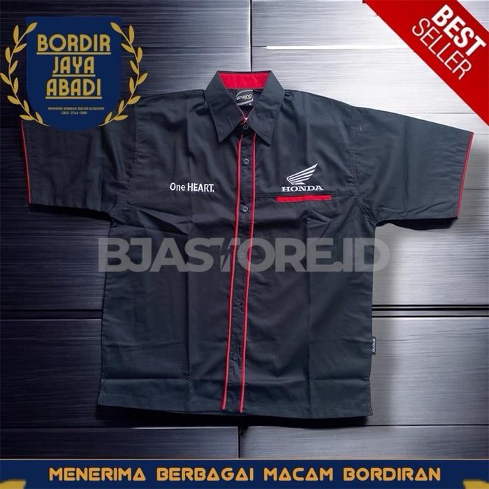 Kemeja Honda One Heart Hitam Terbaru Model List Merah