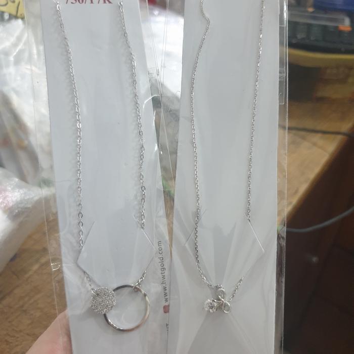 KALUNG EMAS PUTIH PITA BULAT SOLITAIRE 750 75% 17K HWT EMAS ASLI