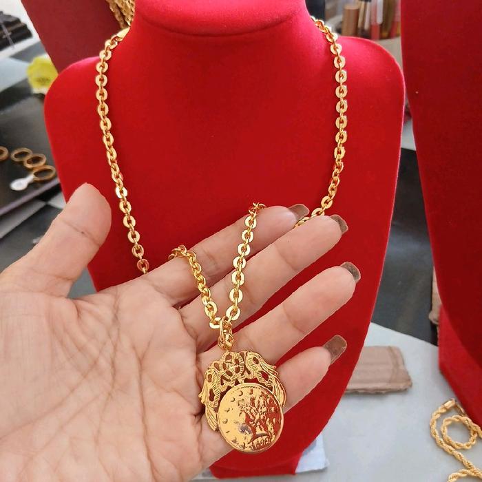 kalung medan sultan liontin pound sudah dilapisi warna mas 24 ukuran 50 cm
