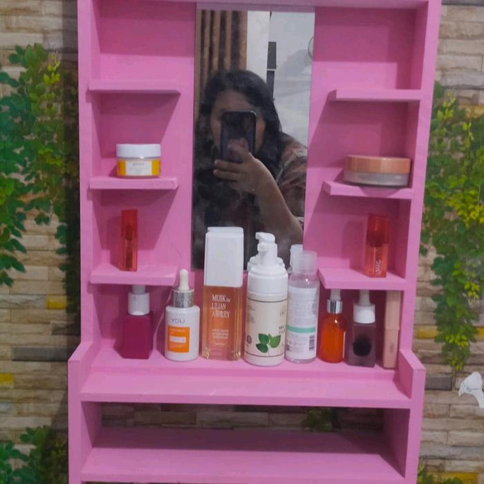 kaca rias rak kosmetik gantung
