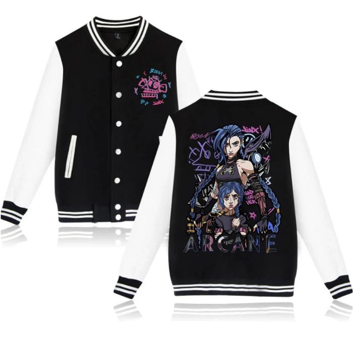 Anime Jinx Baseball Jacket Men's Hoodie Sweatshirt Boys Girls Harajuku Jackets Streetwear College Co
