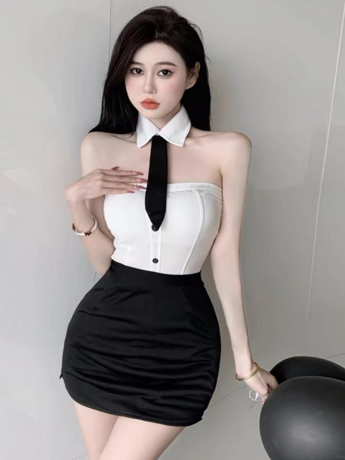 Lingerie Wanita Setelan Sekretaris Modern Bahan Premium Satin Ukuran Sampai XL