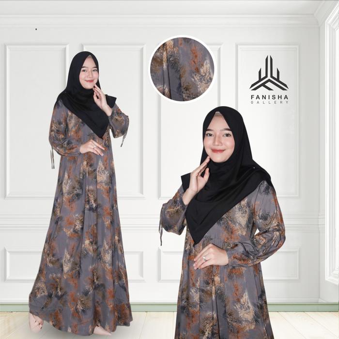 Rayon Motif Serat Bunga Gamis Rayon Moana by Fanisha Gamis Rayon Premium Gamis Rayon Mewah Gamis Pen