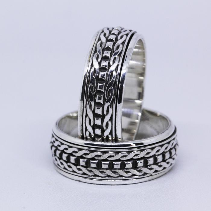 Cincin Pria Wanita Unisex Model Putar Spin Ring 12 Sterling Silver 925
