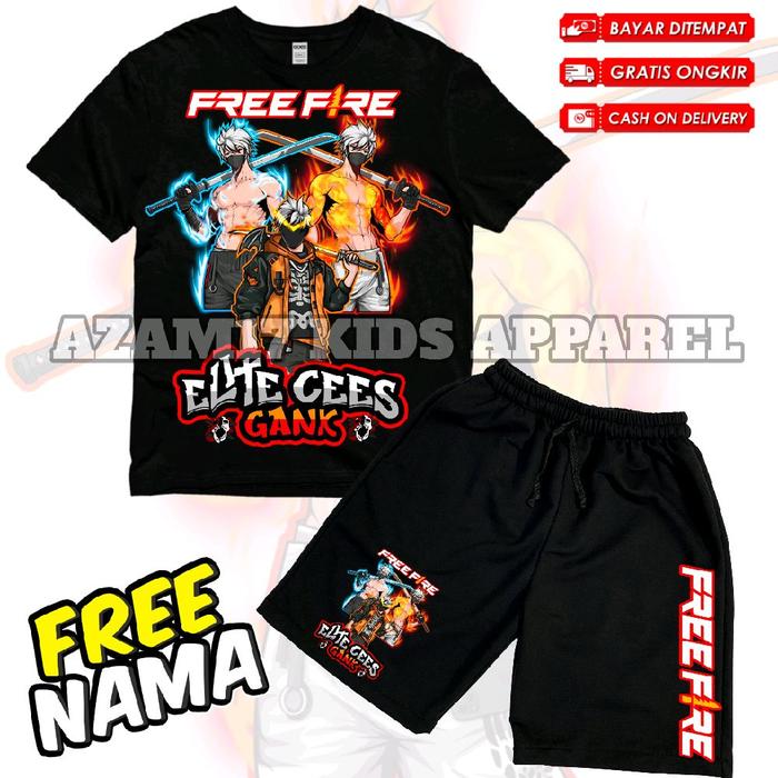 Setelan Anak Kaos Celana Pendek Anak FF Elite Cees Gank Karakter FF / Setelan Kaos Celana Boardshort