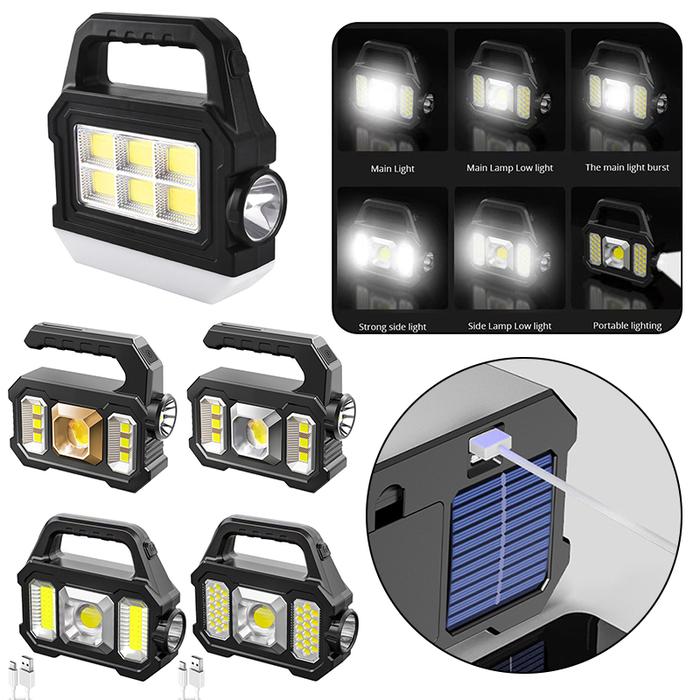COB+LED Portable Searchlight Flashlight 5V 1A Waterproof Solar