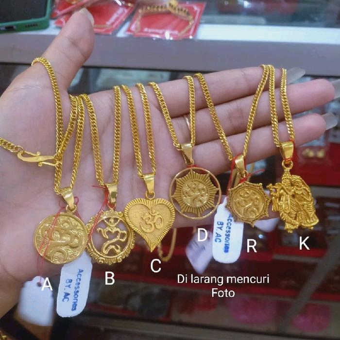 Kalung Ongkara Titanium Anti Karat Bahan Titanium Awet Panjang 50 cm Model A B C D R K Pilihan Terba