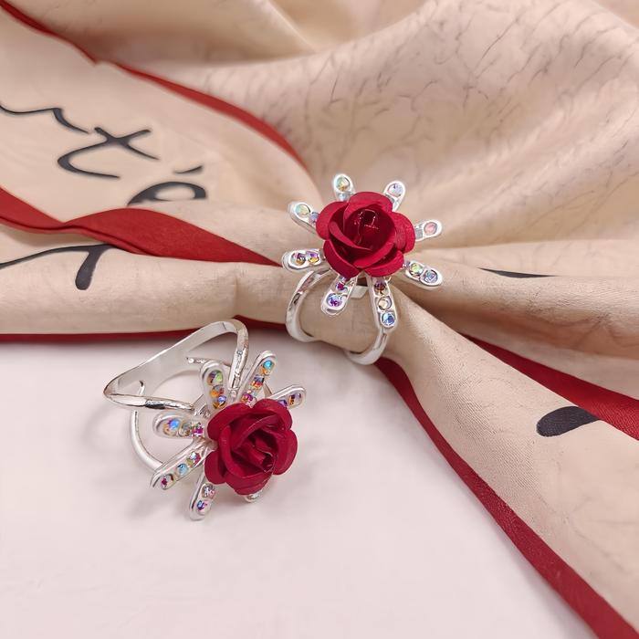 Bros Ring Hijab Motif Bunga Mawar Ukuran small Bros Hijab Ring Pelapis Logam Anti Luntur Aksesori ji