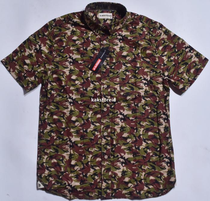 Kemeja Pria D.BRITANO Lengan Pendek Hijau Motif Abstrak KDB 04 #Kemeja Murah Baju Panjang
