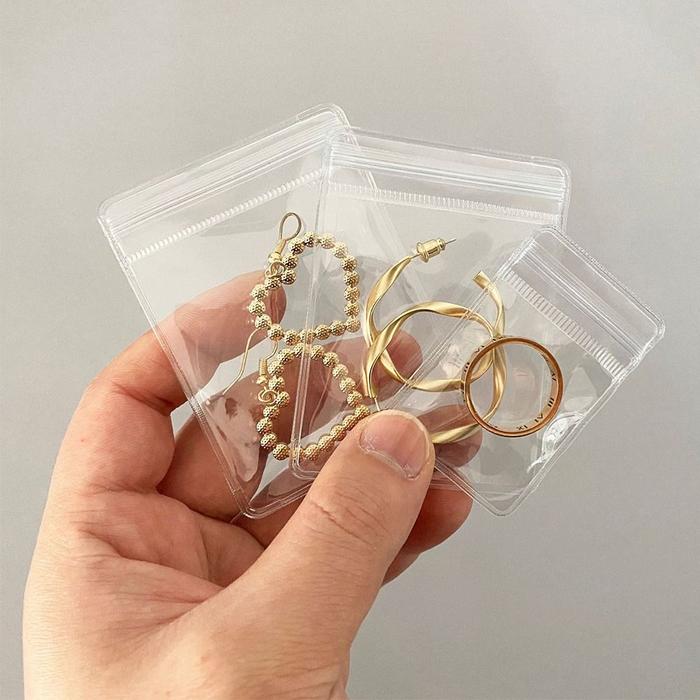 100pcs Dustproof PVC Self Sealing Plastic Jewelry Zip Lock Bags Reclosable Thick Transparent Ziplock
