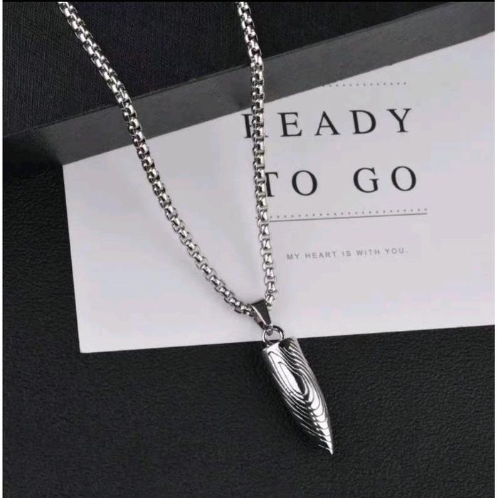 KALUNG TITANIUM ASLI  SILVER PRIA WANITA  LIONTIN  PELURU ANTI KARAT DAN TIDAK LUNTUR Stainless