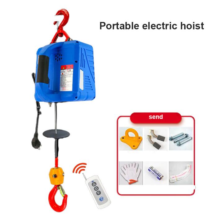 500kg Remote Control Crane Hoist Wire Rope Electric Hoist Aluminum Shell Hoist Household Indoor Smal