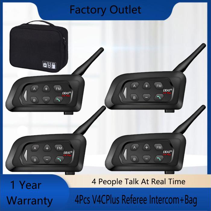 EJEAS 4Pcs V4CPlus Referee Intercom Referees Interphone Bluetooth