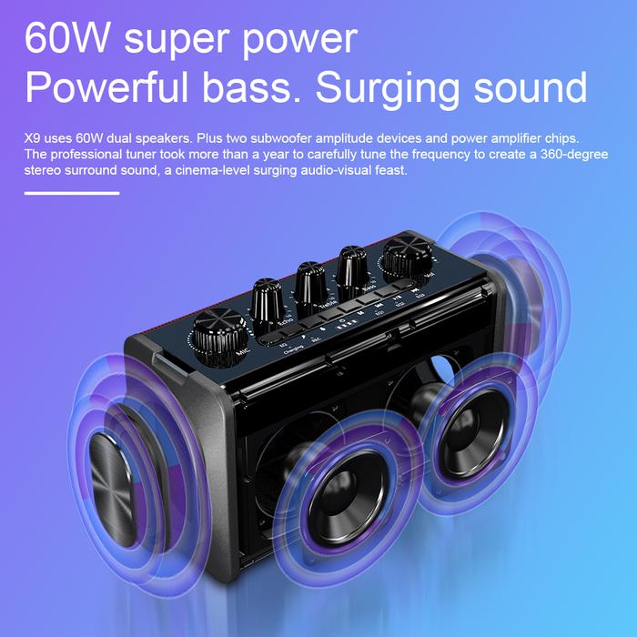 XDOBO X9 Speaker Portabel Bluetooth 60W Bass Dalam Sounbar Persegi