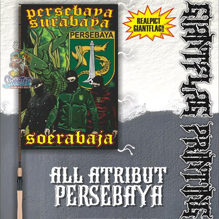 ATRIBUT PERSEBAYA SURABAYA, READY STOK GIANTFLAG PERSEBAYA, MINIFLAG PERSEBAYA, KAOS PERSEBAYA, STIK