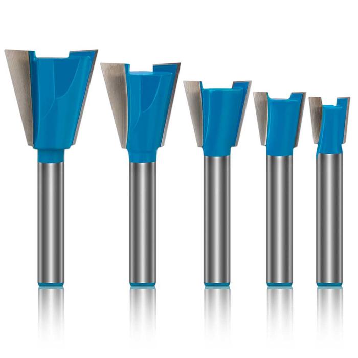 5pcs Dovetail Router Bit 1/4 Inch Shank Dovetail Jig Bit Blue Coated