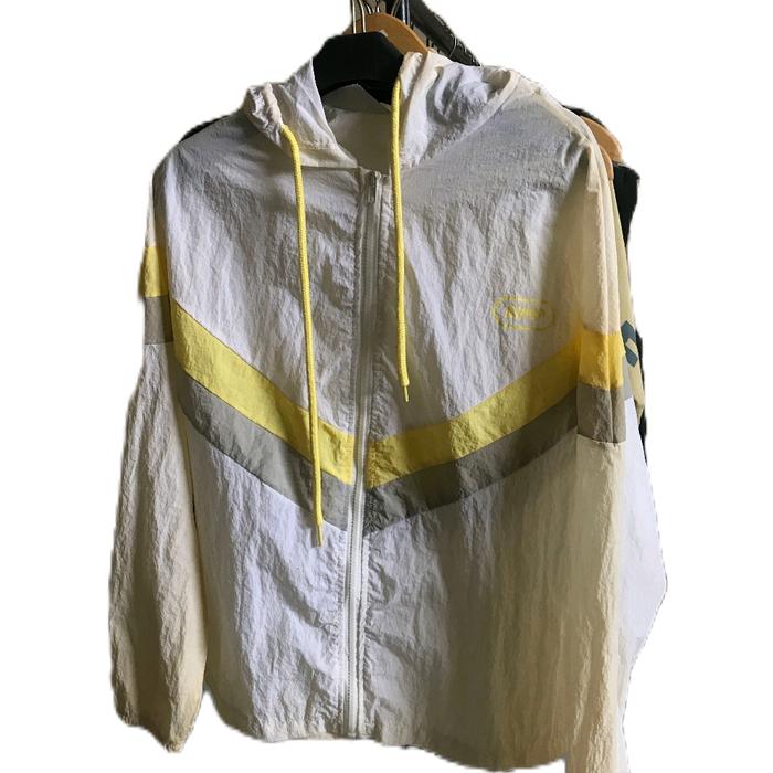 Jaket Pria Wanita Panjang Casual Outer Panjang dengan Tali Kuning dan Garis Horizontal Kuning bisa
