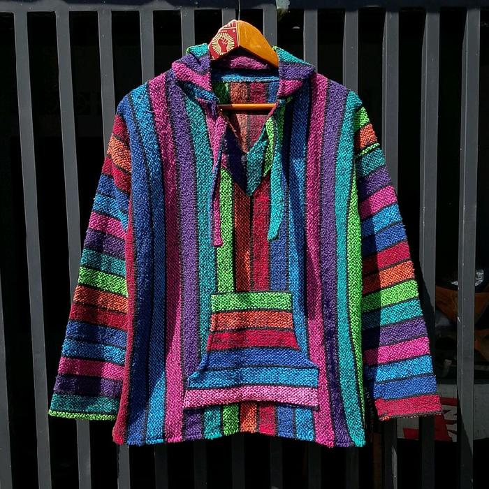 Vintage Mexican Baja Joe Hoodie Jacket Unisex Classic Boho Bohemian Hippies Woodstock Style Pria Wan
