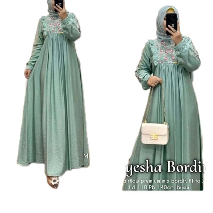 Ayesha bordir gamis Muslim Maxi Dewasa Remaja Lebaran