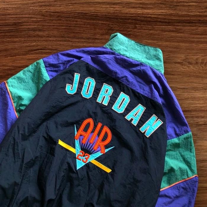 jaket colorblock windbreaker pria oversize vintage