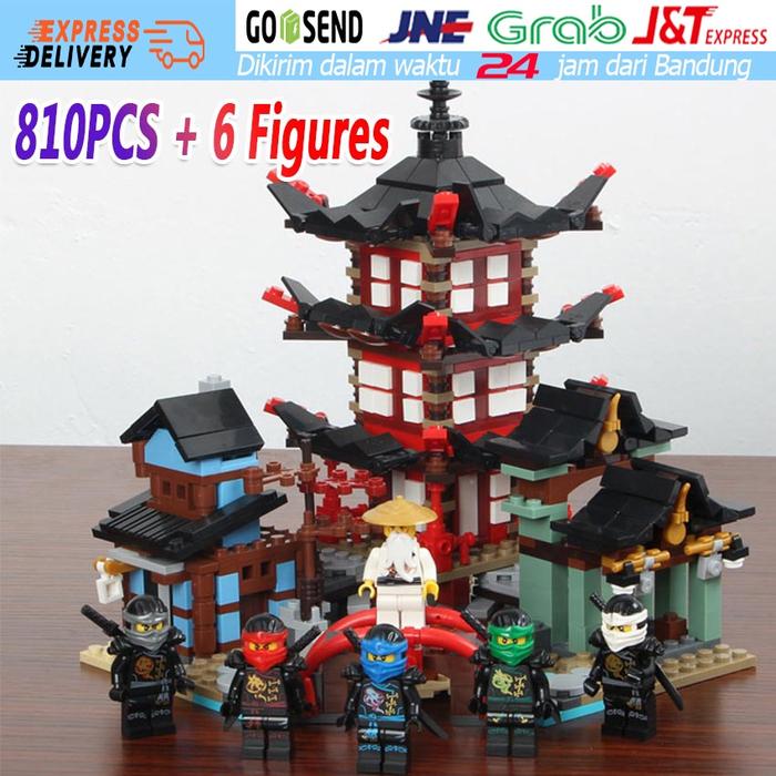 810PCS Ninjago Ninja Fire Temple Set Building Blocks Ninjago Mini Figures Toy Set Mainan Balok
