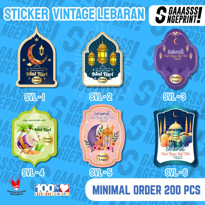 Stiker IDUL FITRI - Stiker toples lebaran - stiker vintage hampers idul fitri