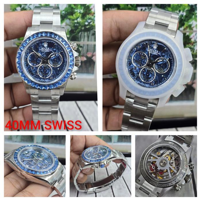 lcRolexDaytona Swiss Arolla Sonic Factory Diamond Blue Dial Automatic Movement