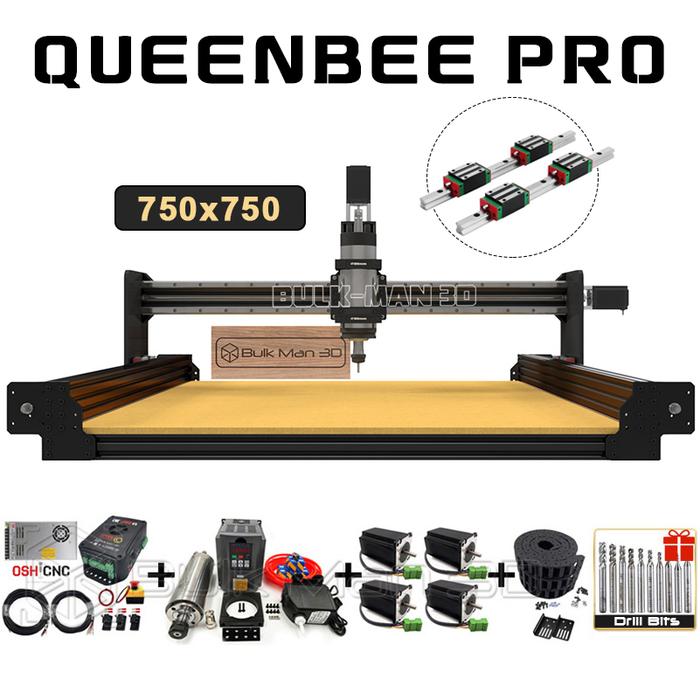 Black 750x750mm QueenBee PRO CNC Machine Full Kit Linear Rails