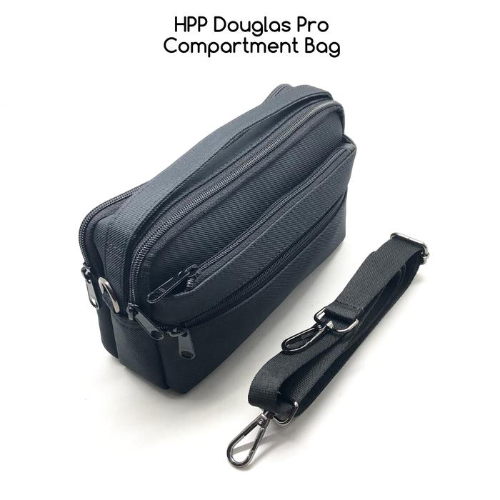 EXIST TAS PRIA SELEMPANG WATERPROOF ANTI AIR HUSHPUPPIES DOUGLAS PRO BLACK PREMIUM TAS KOMPARTEMEN B