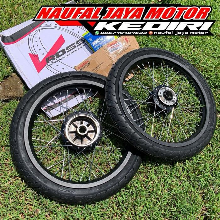 VELG ROSSI RING 18 SET BAN FDR FLEMMO LEBAR BELAKANG 185 DEPAN 160 WARNA HITAM DOFF JARI JARI CROME 