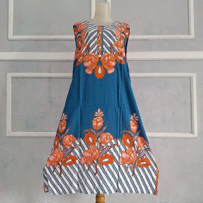 Daster Bunga Siantan Yukensi Lekton Jumbo Rayon Tidur Motif Rusa Warna Biru Tua Karet 100% Real Pict