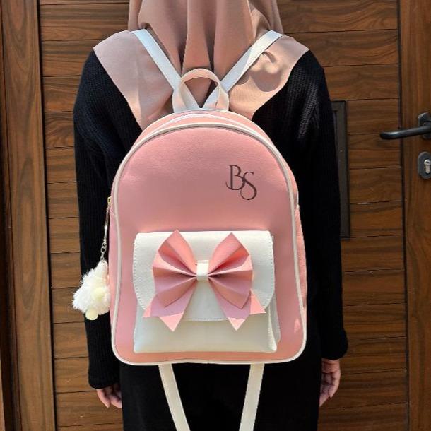 ZAFIRA Tas Ransel Sekolah Wanita Besar Kulit Sintetis Miniso T32 x L9 x P26cm dengan Resleting Tali 