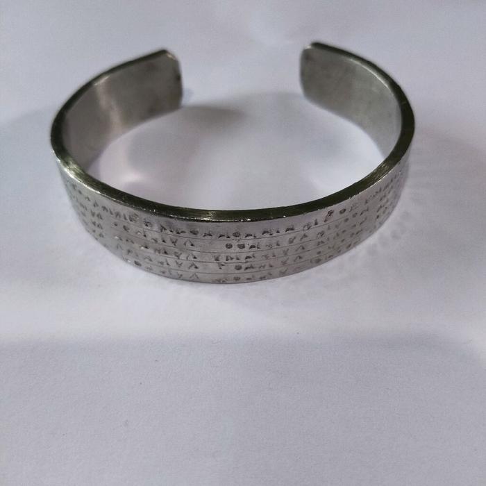 gelang besi putih rajah ukir luar dalam