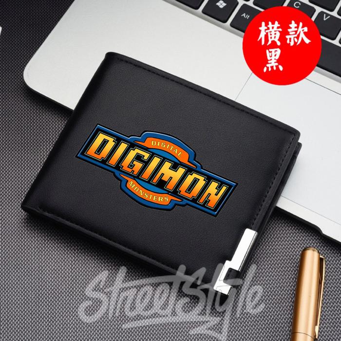 Dompet Lipat DIGIMON Dompet Kulit Letter Wallet DIGIMON Hitam Kartu