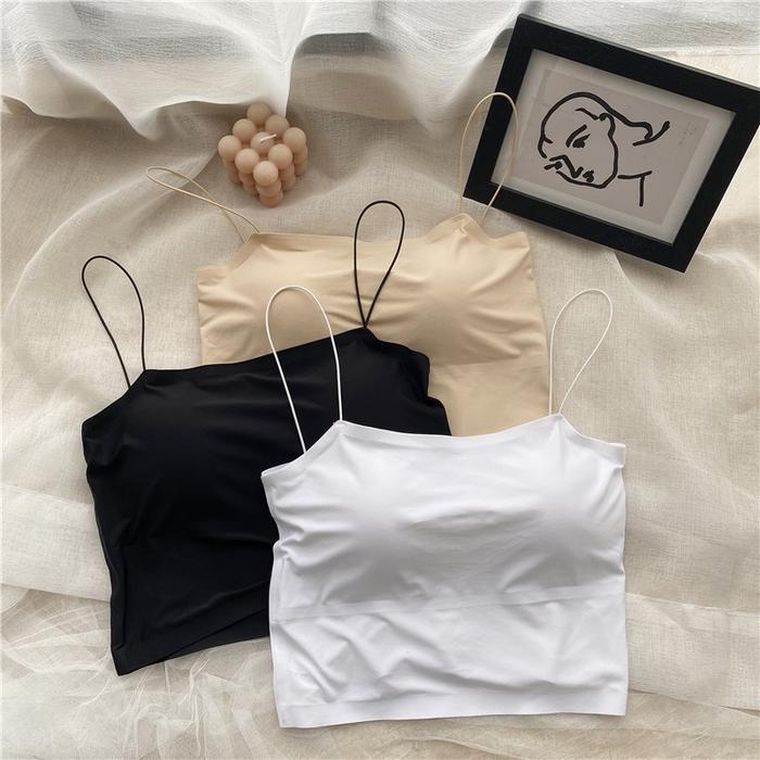 Promo Ninabobo BR073 Tanktop Crop Top Tali Spaghetti Strap Tank Top Kain Dingin Lembut COD
