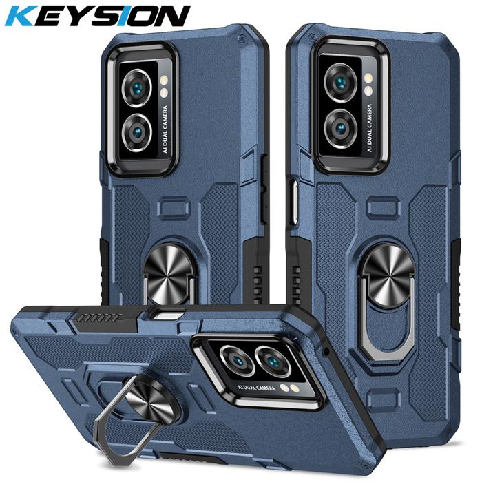 KEYSION Shockproof Armor Case for  Realme Narzo 50 5G V23 Q5i Ring