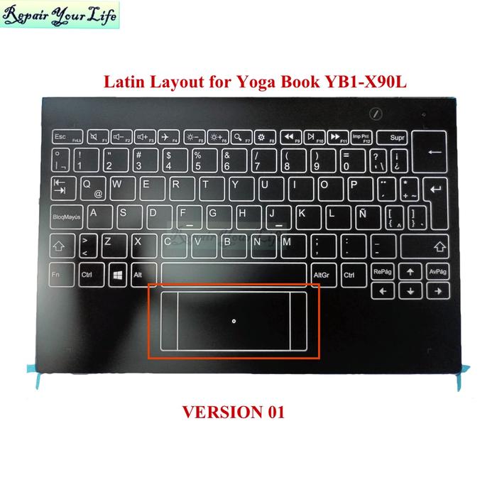 YB1-X90 Latin Palmrest Backlit Keyboard For Lenovo Yoga Book Yogabook YB1-X90L YB1-X90F YB1-X91L X91