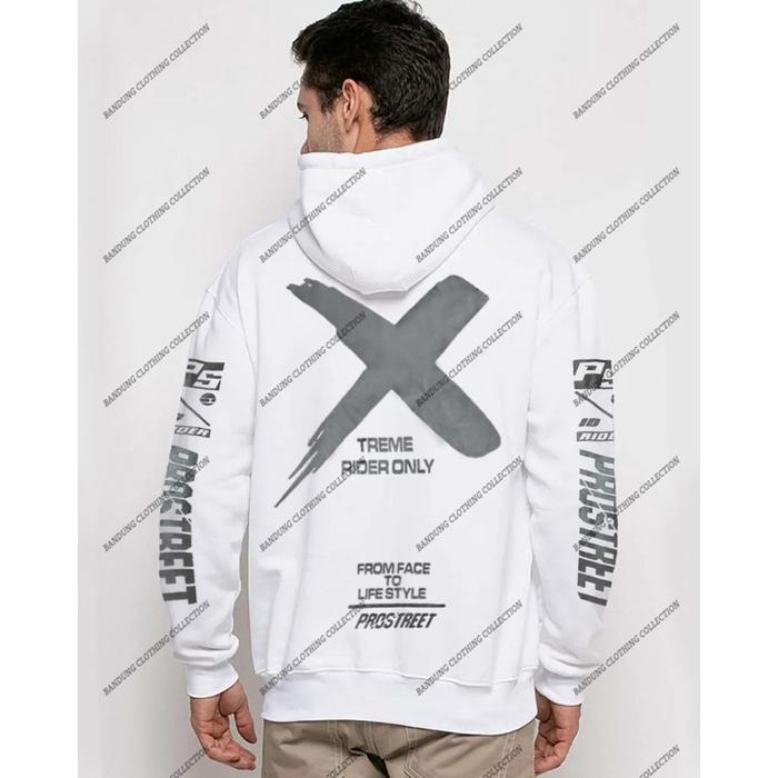 HOODIE SUNMORI PRIA PROSTREET XTREME PUTIH TERBARU BN KATUN HOODIE PROSTREET PUTIH SIZE M L XL XXL