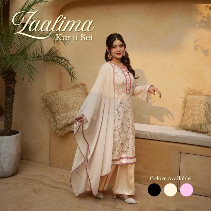 Naarajaan - Zaalima Kurti Set Rok One Set Katun Jepang | untuk Wanita Busui Friendly & Muslimah Frie