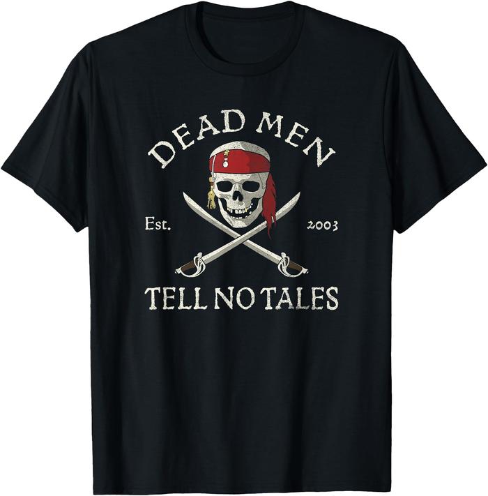 Disney Pirates of the Caribbean Dead Men Tell No Tales T-Shirt Cotton T-shirt (M-4XL) hitam