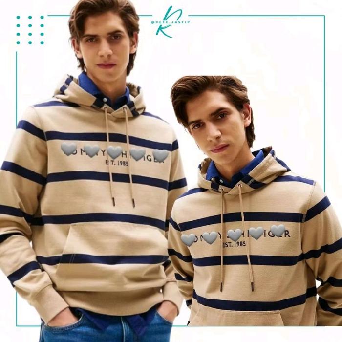 [ORI] Tomy Strip Logo Hoodie Size XL | Ready Stock