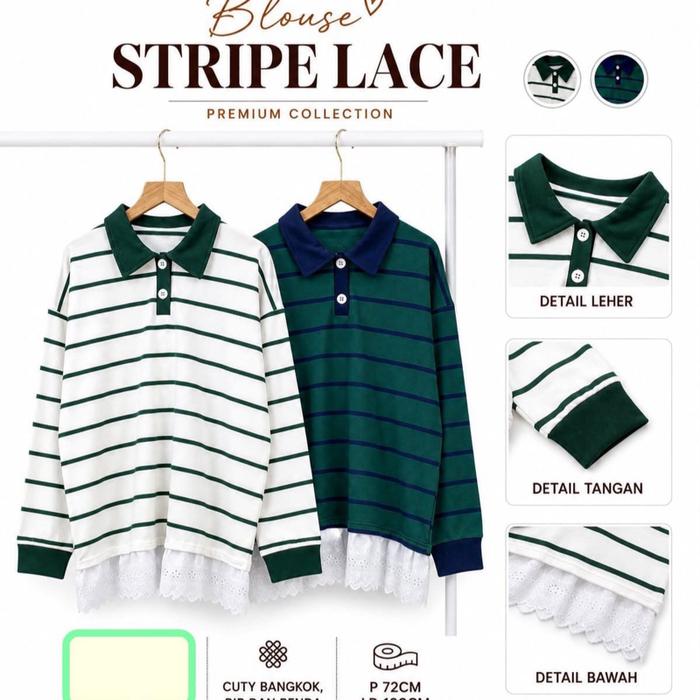 Dubai Stripe Blouse / Atasan Bahan Kaos Adem