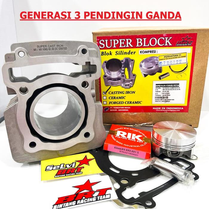 READY STOCK BLOK BOREUP BRT JUPITER MX R15 MX KING VIXION OLD NVL NVA XABRE 62mm CAST IRON FORGED PI