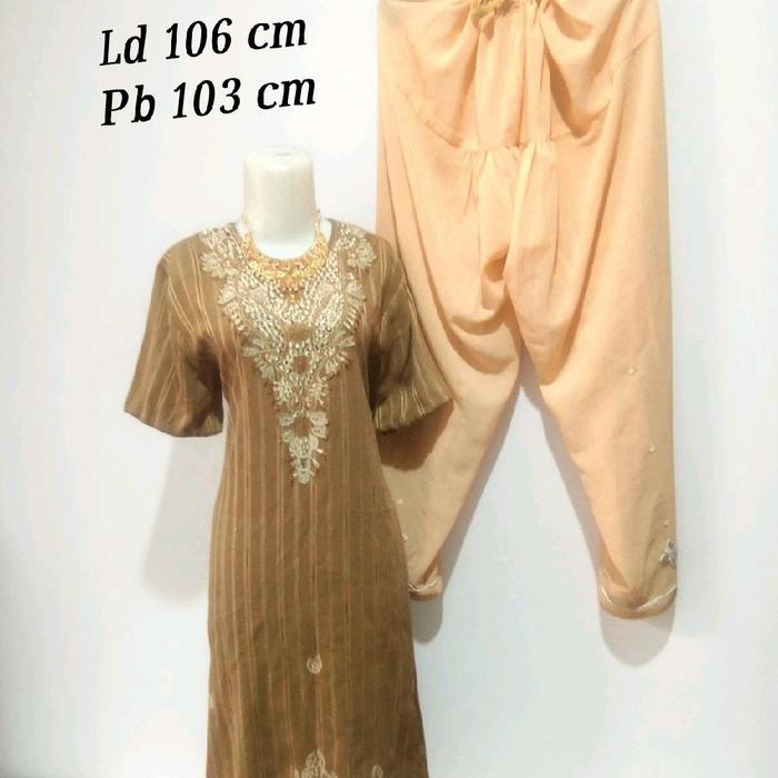 Baju India PL , lingkar dada 106 cm panjang baju 103 cm Set baju dan celana Wanita Setelan Motif For