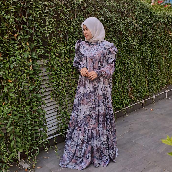 Gamis mahera flower premium ( ungu )