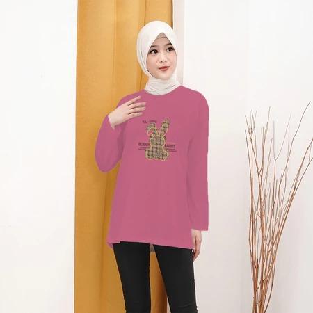 JC - Bisa Cod kaos distro lengan panjang motif Bunny rabbit/ kaos wanita kekinian lengan panjang/ ka