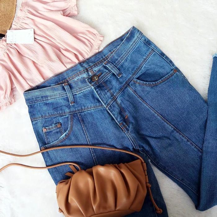 NEW TERMURAH BERKUALITAS MYREDO - Celana Boyfriend Jeans Ukuran Jumbo Wanita Unfinished Febi
