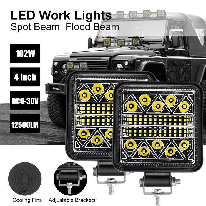 RXZ 102W LED Work Light Bar 4inch Off Road 12V 24V Spot LED Light Bar