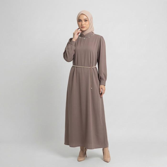 Mayang Collection - Shany Dress Gamis Eshal Silk Motif Premium Mix Payet Mutiara (G03667)
