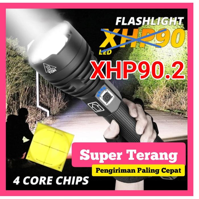 Senter Jarak Jauh LED Outdoor USB Rechargeable XHP50 XHP70.2 XHP90.2 - Batre Bisa Di Cas Charger